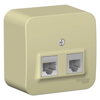 Розетка телефонная+компьютерная RJ-11/RJ-45 кат. 5e (в сборе), Бежевый, серия Blanca, Schneider Electric