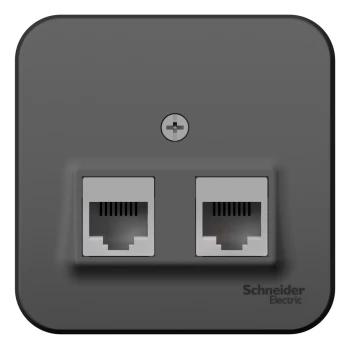 Розетка компьютерная 2-ая кат.5е, RJ-45 (интернет) (в сборе), Антрацит, серия Blanca, Schneider Electric