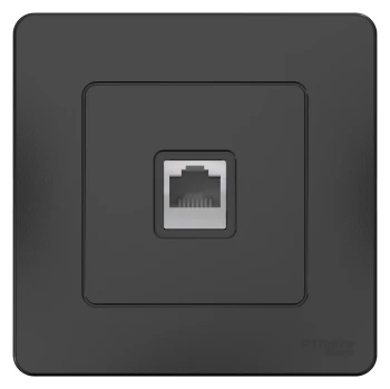 Розетка компьютерная 1-ая кат.5е, RJ-45 (интернет) (в сборе), Антрацит, серия Blanca, Schneider Electric