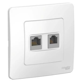 Розетка телефонная+компьютерная RJ-11/RJ-45 кат. 5e (в сборе), Белый, серия Blanca, Schneider Electric