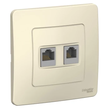 Розетка телефонная+компьютерная RJ-11/RJ-45 кат. 5e (в сборе), Молочный, серия Blanca, Schneider Electric