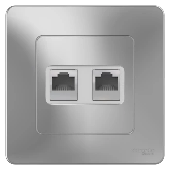 Розетка телефонная+компьютерная RJ-11/RJ-45 кат. 5e (в сборе), Алюминий, серия Blanca, Schneider Electric