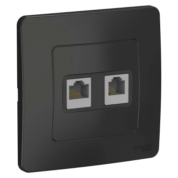 Розетка телефонная+компьютерная RJ-11/RJ-45 кат. 5e (в сборе), Антрацит, серия Blanca, Schneider Electric