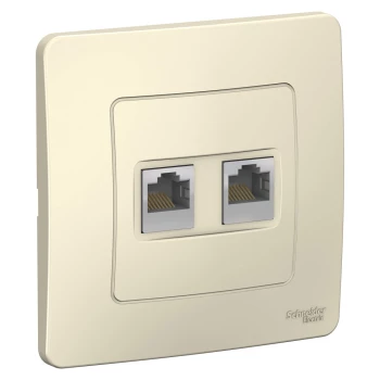 Розетка компьютерная 2-ая кат.5е, RJ-45 (интернет) (в сборе), Молочный, серия Blanca, Schneider Electric
