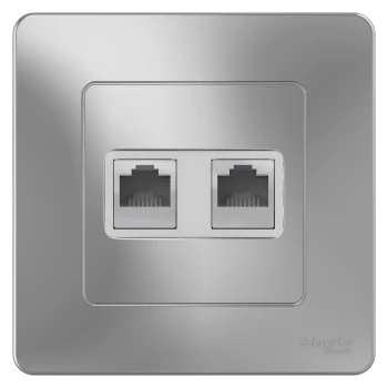 Розетка компьютерная 2-ая кат.5е, RJ-45 (интернет) (в сборе), Алюминий, серия Blanca, Schneider Electric
