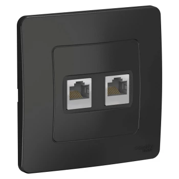 Розетка компьютерная 2-ая кат.5е, RJ-45 (интернет) (в сборе), Антрацит, серия Blanca, Schneider Electric