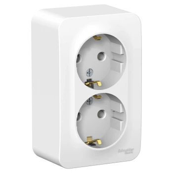 Розетка 2-ая электрическая с заземлением (в сборе), Белый, серия Blanca, Schneider Electric