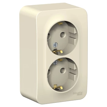 Розетка 2-ая электрическая с заземлением (в сборе), Молочный, серия Blanca, Schneider Electric