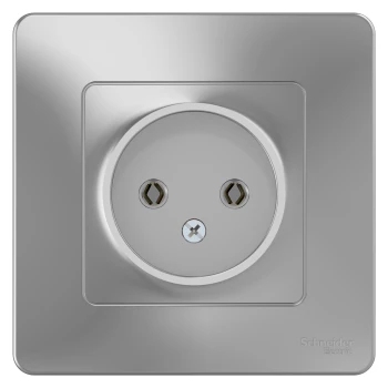 Розетка 1-ая электрическая без заземления, Алюминий, серия Blanca, Schneider Electric