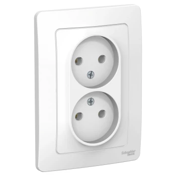 Розетка 2-ая электрическая без заземления (в сборе), Белый, серия Blanca, Schneider Electric