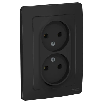 Розетка 2-ая электрическая без заземления (в сборе), Антрацит, серия Blanca, Schneider Electric