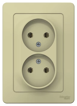 Розетка 2-ая электрическая без заземления (в сборе), Бежевый, серия Blanca, Schneider Electric
