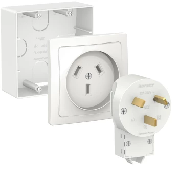 Комплект Розетка силовая 32А + Вилка + Подъемная коробка, Белый, серия Blanca, Schneider Electric