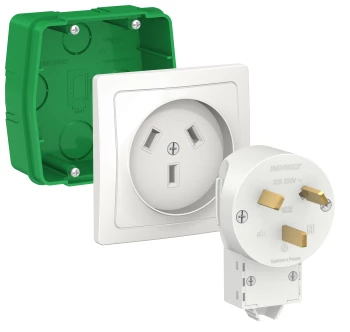 Комплект Розетка силовая 32А + Вилка + Монтажная коробка, Белый, серия Blanca, Schneider Electric