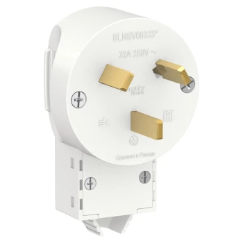 Силовая вилка 2Р+N, 32А, Белый, серия Blanca, Schneider Electric