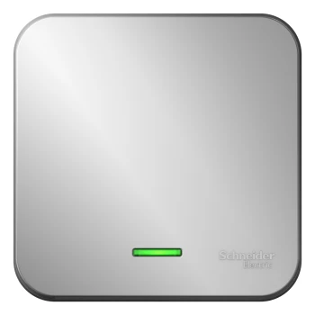 Выключатель 1-клавишный, с подсветкой (в сборе), Алюминий, серия Blanca, Schneider Electric