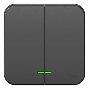 Выключатель 2-клавишный, с подсветкой (в сборе), Антрацит, серия Blanca, Schneider Electric