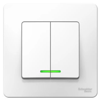 Выключатель 2-клавишный, с подсветкой (в сборе), Белый, серия Blanca, Schneider Electric