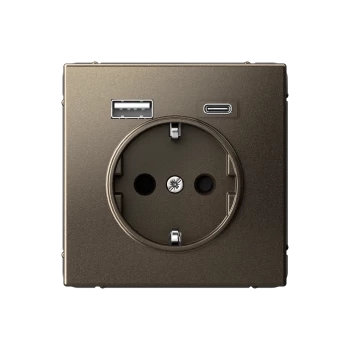 Розетка 1-ая электрическая, с заземлением, c USB тип A+C, Мокко, серия Art Gallery, Systeme Electric