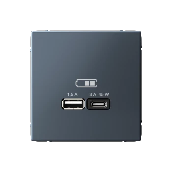 Розетка USB 2-ая Тип А+С 45 Вт (для подзарядки), Грифель, серия Art Gallery, Systeme Electric