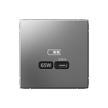 Розетка USB 1-ая Тип С 3200 мA 5V (для подзарядки), Сталь, серия Art Gallery, Systeme Electric