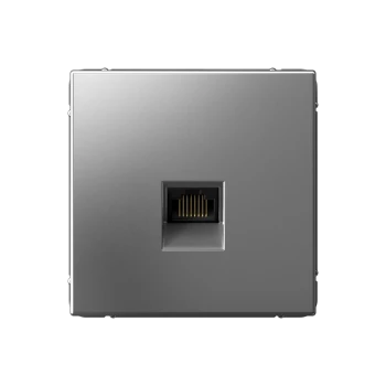 Розетка компьютерная 1-ая кат.5е, RJ-45 (интернет), Сталь, серия Art Gallery, Systeme Electric