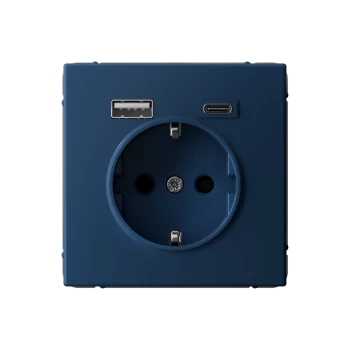 Розетка 1-ая электрическая, с заземлением, c USB тип A+C, Аквамарин, серия Art Gallery, Systeme Electric