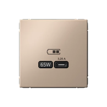 Розетка USB 1-ая Тип С 3200 мA 5V (для подзарядки), Песочный, серия Art Gallery, Systeme Electric