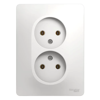 Розетка 2-ая электрическая без заземления (в сборе), Белый, серия Glossa, Schneider Electric