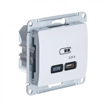 Розетка USB 1-ая Тип С 3200 мA 5V (для подзарядки), Белый, серия Glossa, Schneider Electric