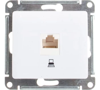 Розетка компьютерная 1-ая кат.5е, RJ-45 (интернет), Белый, серия Glossa, Schneider Electric