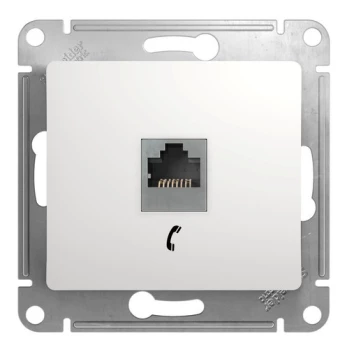 Розетка телефонная 1-ая 4 контакта, RJ-11, Белый, серия Glossa, Schneider Electric