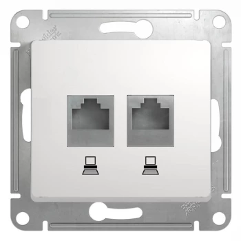 Розетка компьютерная 2-ая кат.5е, RJ-45 (интернет), Белый, серия Glossa, Schneider Electric
