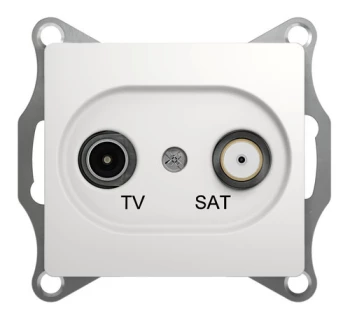 Розетка телевизионная проходная ТV-SAT, Белый, серия Glossa, Schneider Electric
