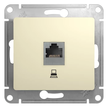 Розетка компьютерная 1-ая кат.5е, RJ-45 (интернет), Бежевый, серия Glossa, Schneider Electric