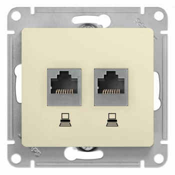 Розетка компьютерная 2-ая кат.5е, RJ-45 (интернет), Бежевый, серия Glossa, Schneider Electric