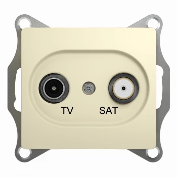 Розетка телевизионная проходная ТV-SAT, Бежевый, серия Glossa, Schneider Electric