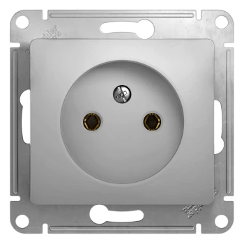 Розетка 1-ая электрическая без заземления, Алюминий, серия Glossa, Schneider Electric