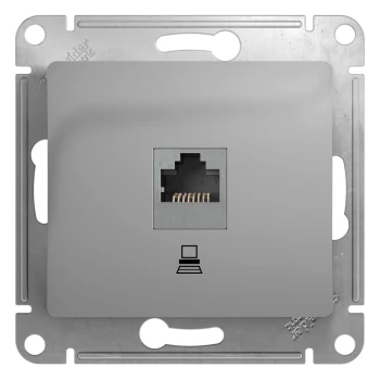 Розетка компьютерная 1-ая кат.5е, RJ-45 (интернет), Алюминий, серия Glossa, Schneider Electric