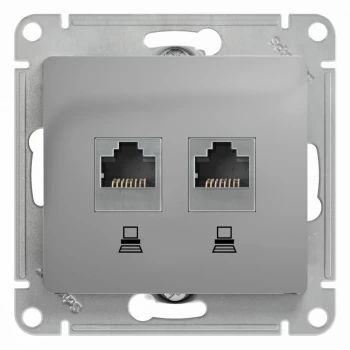Розетка компьютерная 2-ая кат.5е, RJ-45 (интернет), Алюминий, серия Glossa, Schneider Electric