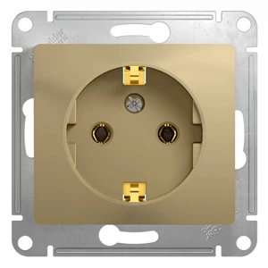 Розетка 1-ая электрическая, с заземлением (винтовой зажим), Титан, серия Glossa, Schneider Electric