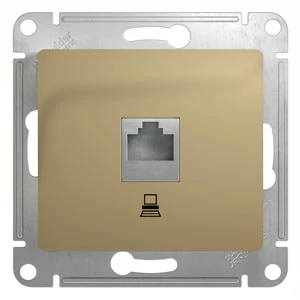 Розетка компьютерная 1-ая кат.5е, RJ-45 (интернет), Титан, серия Glossa, Schneider Electric
