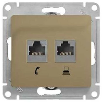 Розетка компьютерная 2-ая кат.5е, RJ-45 (интернет), Титан, серия Glossa, Schneider Electric
