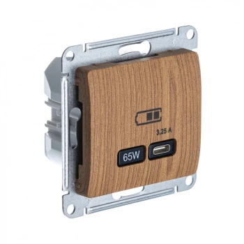 Розетка USB 1-ая Тип С 3200 мA 5V (для подзарядки), Дерево Дуб, серия Glossa, Schneider Electric