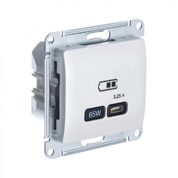 Розетка USB 1-ая Тип С 3200 мA 5V (для подзарядки), Перламутр, серия Glossa, Schneider Electric
