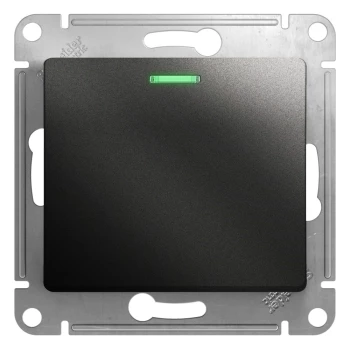 Выключатель 1-клавишный, с подсветкой, Антрацит, серия Glossa, Schneider Electric