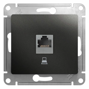 Розетка компьютерная 1-ая кат.5е, RJ-45 (интернет), Антрацит, серия Glossa, Schneider Electric
