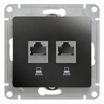 Розетка компьютерная 2-ая кат.5е, RJ-45 (интернет), Антрацит, серия Glossa, Schneider Electric