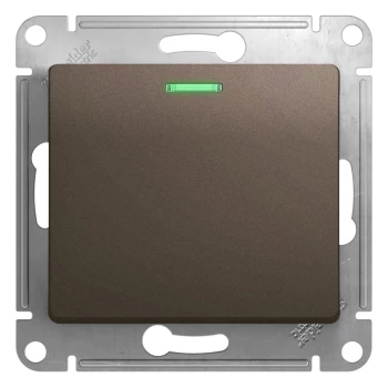 Выключатель 1-клавишный, с подсветкой, Шоколад, серия Glossa, Schneider Electric
