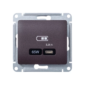 Розетка USB 1-ая Тип С 3200 мA 5V (для подзарядки), Шоколад, серия Glossa, Schneider Electric